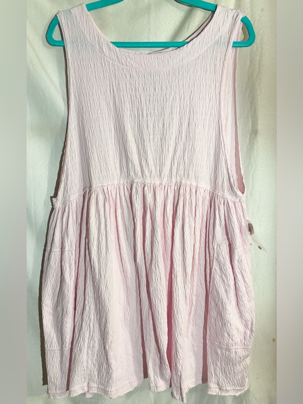 FP Beach Pink Textured Dress Sz L Cover Up Pockets cruise pool resort fun